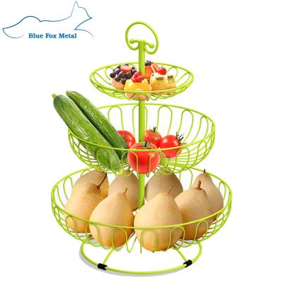 China Kitchen Counter Top 3 Tier Fruit Basket Bowl Fruit Bread Stand Viable Organizer Storage Holder for sale