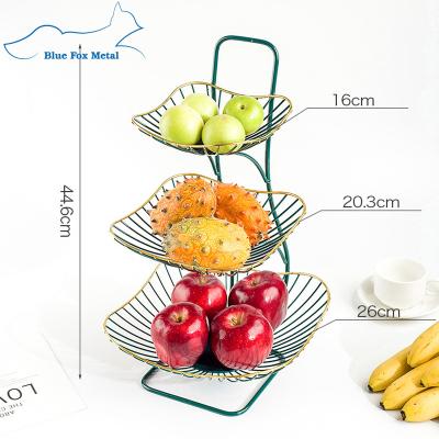 China Sustainable Metal Cast Iron Fruit Basket 3-Tier Bowl, Separable Countertop Fruit Rack Hanging Basket For Vegetables, Snacks for sale