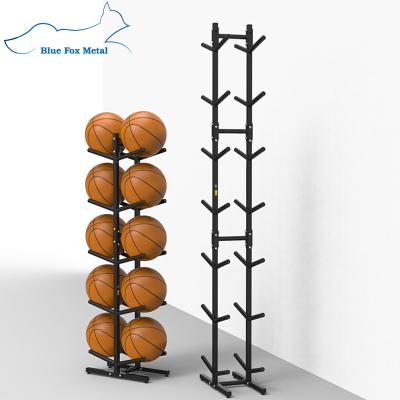 China Gym 5 Seats Double Sided Metal Basketball Storage Rack for sale