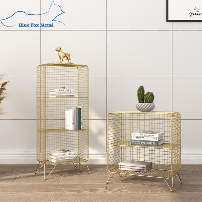 China (Other)Adjustable Gold Wire Mesh Bedroom Clothes Storage Metal Book Display Rack for sale