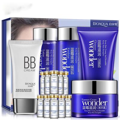 China Blueberry Set Six-Piece Gift Box Universal Hyaluronic Acid Facial Massage Moisturizing Original Skin Care Set for sale