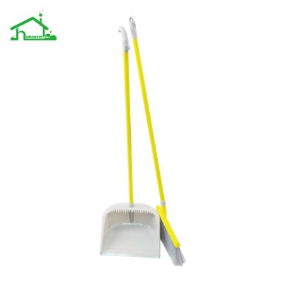 China New Design Universal Home Cleaning Tools Long Printed Handle Brooms And Dustpans Set for sale