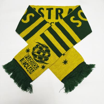 China Custom Double Layers Muffler Sports Club Long Jacquard Knitted Football Soccer Fan Scarf for sale