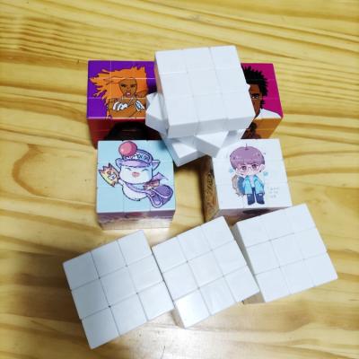 China Company Logo 3x3 White Staff Cartoon Toy DIY Photo Vintages Spin Rubies Cube For Small Quantity Printing for sale