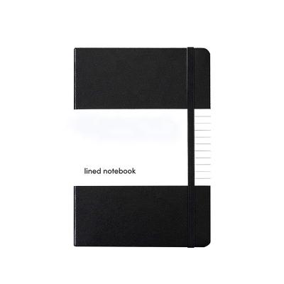 China Wholesale A5 A6 Fashion Hardcover Blush Lined Black Leather Notebook Cover Journal 120gsm Thick Paper Plain Notebook With Book Sleeve for sale