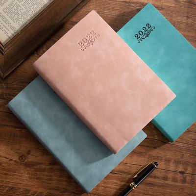 China Wholesale 2022 Hardcover Diary A5 Planner PU Cover Paper Soft Leather Agenda Customize Logo Student 365 Times Planner Pink Notebooks for sale