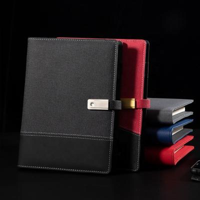 China Custom Printed Wireless Charging Organizer Planner LED Logo Diary Academic Journal A5 Powerbank Business Agenda Notebook with USB for sale