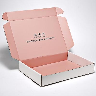 China Custom Recyclable Factory Pink White Black Kraft Paper Shipping Box Corrugated Cardboard For Clothing Knocks Scarf Pants Mailer Boxes for sale