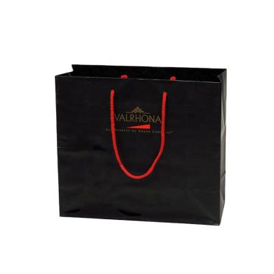 China New Gold Materials Logo Hot Foiled Stamping Black Logo Recycled Paper Tote Bags OEM UV Custom Printed Gift Luxury Shopping Paper Bag With Handle for sale