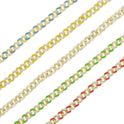 China Hiphop 18k Gold Plated Leg Chain Fashion Jewelry Micro Bling To Pave Colorful CZ Link Chain Women Cuban Anklet for sale