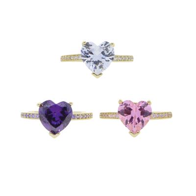 China Hiphop Heart Crystal Women Rings Bling Zircon CZ Jewelry for sale