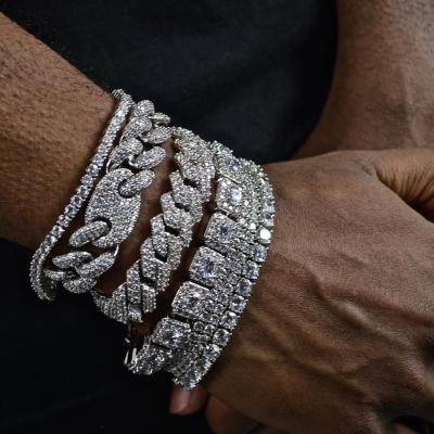 China Hiphop In The Current Wholesale Zircon 5A Hip Hop Iced Out Bling Diamond CZ Men Bracelet for sale