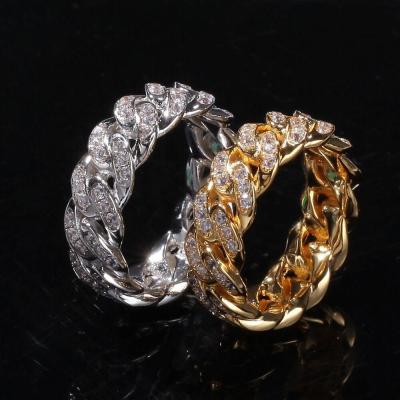 China Hiphop 6mm Width Iced Out Bling Cuban Cuban Ring Engagement Band Men Jewelry Gold CZ for sale