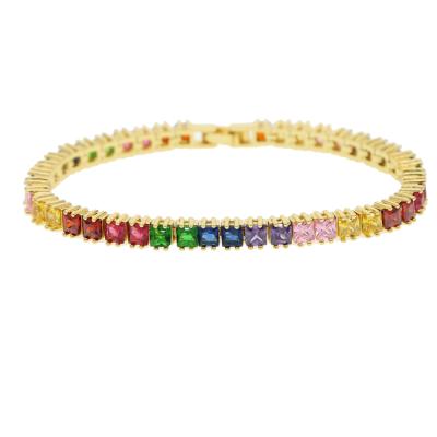 China Hiphop Promotion Fashion Rainbow Tennis Women Bracelet Bling CZ Zircon Jewelry for sale