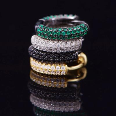 China Hiphop hip hop mens boy jewelry micro bling pave CZ stone full circle small huggie earring for sale