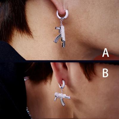 China Hiphop Iced Out Bing Hip Hop Mens Boy Jewelry Micro To Pave CZ Men Charm Circle Earring for sale