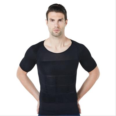 China Wholesale Men's Breathable Breathable Corset Chest Binding Abdomen Exercise Fitness T-shirt Rise Basics Body Shaper for sale