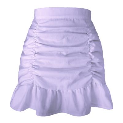 China High Ruffles Bud Mini Skirt Summer Breathable Breathable Casual Soft Waist Solid Shorts for sale