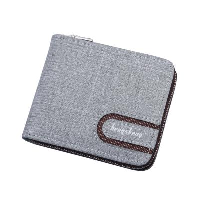 China Card Wallet Card Wallet 2021 Hot Sales Cultivate Custom Quilted Bi-fold Canvas Fabric Leather Men Wallet for sale