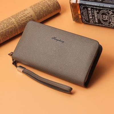 China Luxury Men's Wallet Brand Card Wallet Men's Wallets Long Pinch Clutch Leather Zipper Male Wallet With Handle Strap for sale