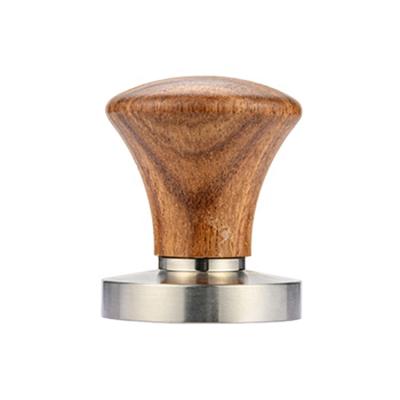 China Sustainable Customized Logo Stainless Steel Wood Handle Coffee Tamper for sale