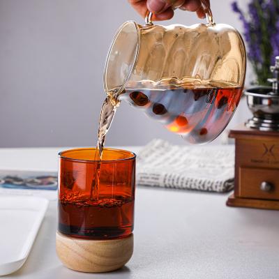 China Sustainable Glass Drip Coffee Filter Coffee V60 Separate Glass Drip Device With Wooden Stand for sale