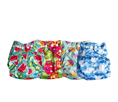 China Wholesale New Print One Double Size Pocket Cloth Baby Diaper Gusset Cloth Reusable Waterproof Bamboo Printed Diapers for sale