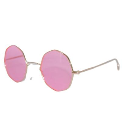 China 2022 Hot Selling America Price Polygonal Recycling Sunglasses Fashion Candy Color Retro Glass Small Face Metal Octagonal Cheap Sunglasses for sale