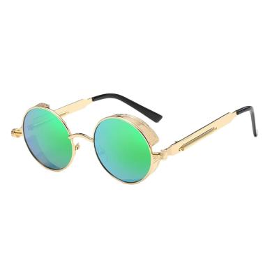 China Fashion Sunglasses 2022 Pop Sales Metal Sun Glasses Spring Hinge PC Glasses Vintage Steampunk Sunglasses for sale