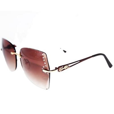 China Fashion Italy Sunglasses Design Diamond Rhinestone Shades Sunglasses Women 2022 Cheap Oversized Rimless Sunglasses for sale