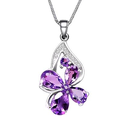 China Vintage Fashionable Income European and American Amethyst Four Leaf Clover Lucky Pendant A Gift of Love for sale