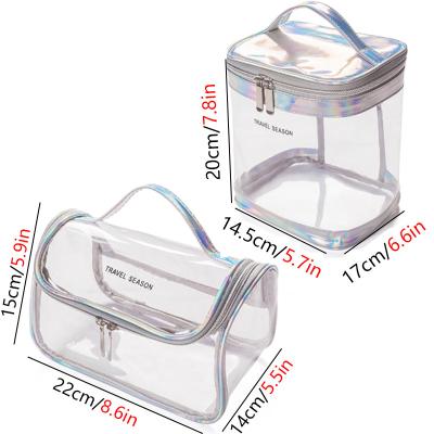 China Eco-friendly Transparent Waterproof Cosmetic Clear Handbag Toiletries Zipper PVC Travel Cosmetic Bag Storage for sale