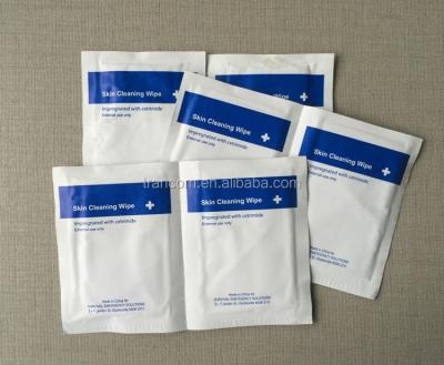 China Survival emergency skin cleaning cloth impregnated with cetrimide 6cm x 8cm for sale