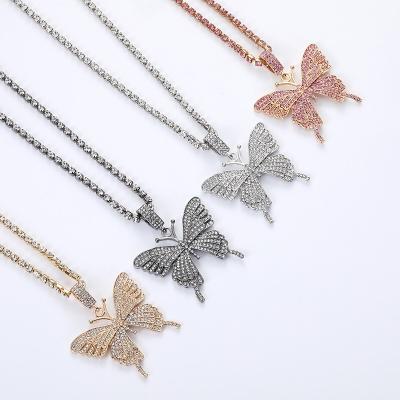 China Fashion 2021 New Hot Selling Alloy Butterfly European and American Necklace Full Diamond Necklace Africa Gold Plated Necklace for sale