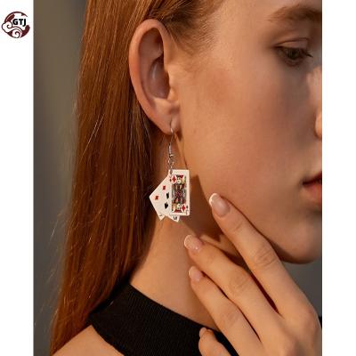 China FASHIONABLE Poker Wholesale Funny Earrings Jewelry Hand Personality Accessories Fashion Alloy Female Jewelry for sale