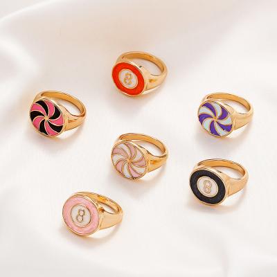 China Fashion jewelry alloy wholesale cheap European and American letter ladies ring digital ring chatter epoxy ring for sale