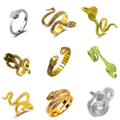 China Wholesale Cheap Snake Ring Jewelry Alloy Ladies Opening Snake Adjustable Ring Retro Couples Gold Ring for sale