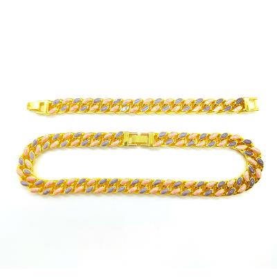 China New Jewelry HJ0050 FASHIONABLE Cheap Alloy Hip Hop Cuban Chain Necklace Men And Women Fashion Epoxy Bracelet for sale