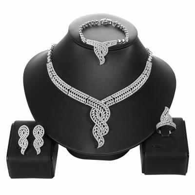 China xoxo Best Selling Romantic Wedding Zircon Necklace Bracelet Set Gold Plated Jewelry Set Suitable For Women for sale