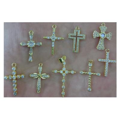 China Wholesale Gold Plated Copper Cross Pendant Zircon Cross Inlaid Necklace for sale