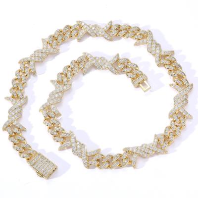 China New FASHIONABLE Cuban Link Necklace Zircon Gold Plated Hip Hop Jewelry for sale