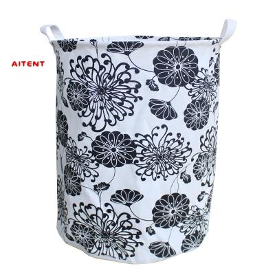 China New Minimalist Fabric Geometry Waterproof Folding Dirty Clothes Play Storage Bucket Laundry Hamper Dirty Basket for sale