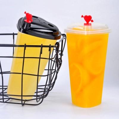 China Custom Logo Is 16oz 20oz PP Plastic Disposable Fruit Milk Bubble Tea Cup with Lids for sale