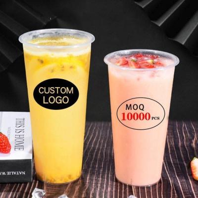 China 360ml 500ml 800ml PP Milk Tea Cup Plastic Juice Cup With Lid for Convenient Drinking for sale