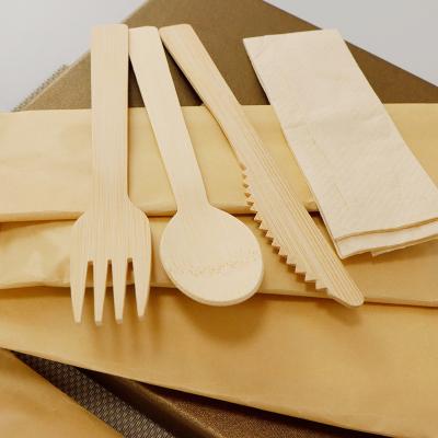 China Disposable Biodegradable Wooden Cutlery Set Knife Fork Spoon Teaspoon for Wood Tableware for sale