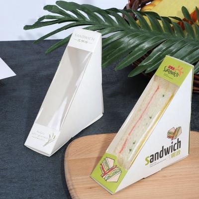 China Caja de sándwich de papel de alimentación Kraft marrón con ventana de papel triangular doble corrugado en venta