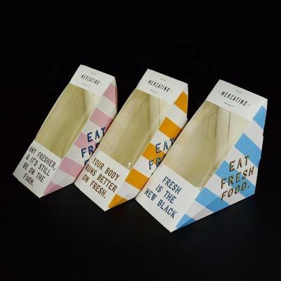 China US Custom Triangular Shape Kraft Paper Sandwich Food Packaging Container Box Without Lid for sale