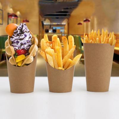 China Single Printing Custom Logo Eco Friendly Food Container for Recyclable French Fry Cup for sale