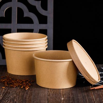 China Eco-Friendly Customized Printing Water-Proof Kraft Paper Bowl with Eco-Friendly Design for sale