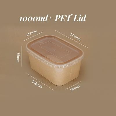 Κίνα 1000 ml Kraft Lunch Box Μεταφορτωτικά δοχεία τροφίμων με κάλυμμα προς πώληση